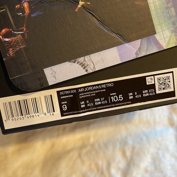 Nike Air Jordan 5 Retro M9/W10.5 Jade Horizon/Desert Sand - Picture 8 of 8